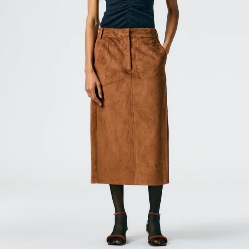 Tibi Ultrasuede Midi Trouser Skirt (6)